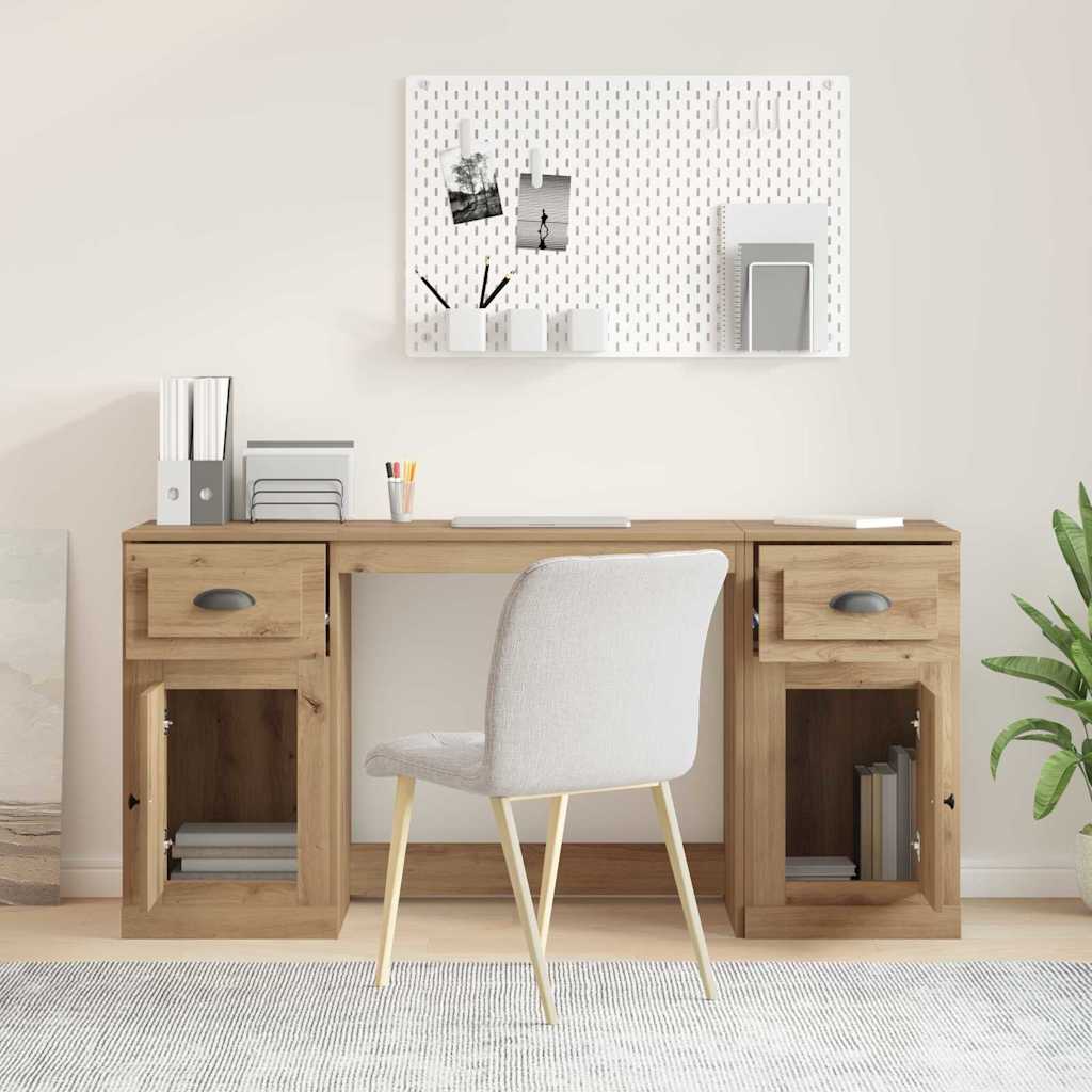 Desk with Cabinet Artisan Oak Engineered Wood