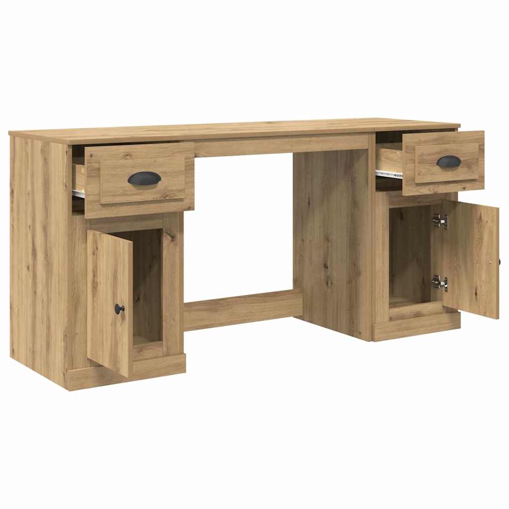 Desk with Cabinet Artisan Oak Engineered Wood