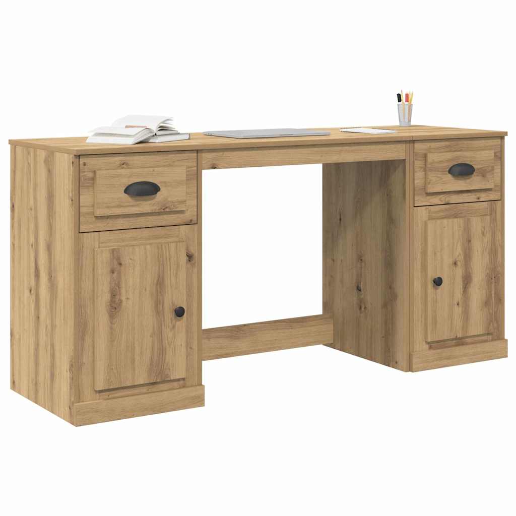 Desk with Cabinet Artisan Oak Engineered Wood