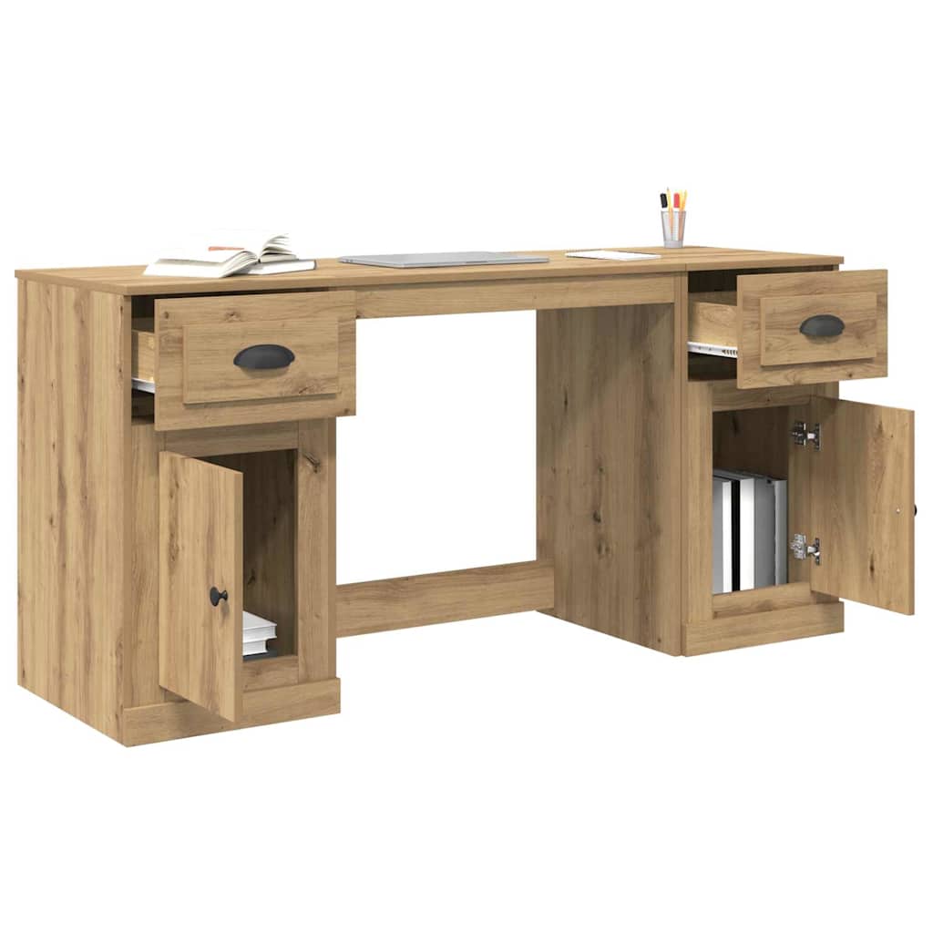Desk with Cabinet Artisan Oak Engineered Wood