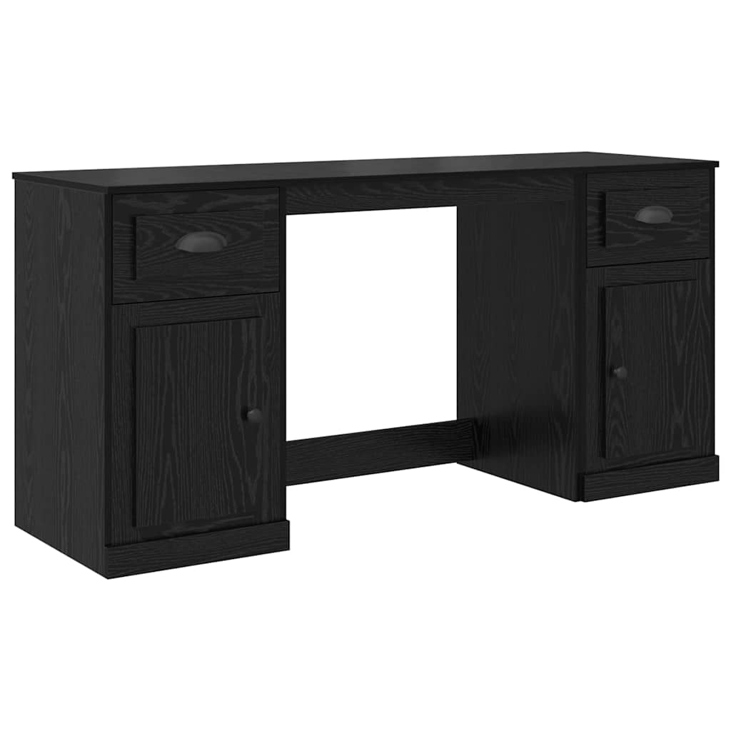 Desk with Cabinet Black Oak Engineered Wood 154.5 x 50 x 75 cm