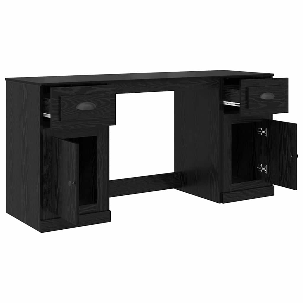 Desk with Cabinet Black Oak 154.5 x 50 x 75 cm Engineered Wood