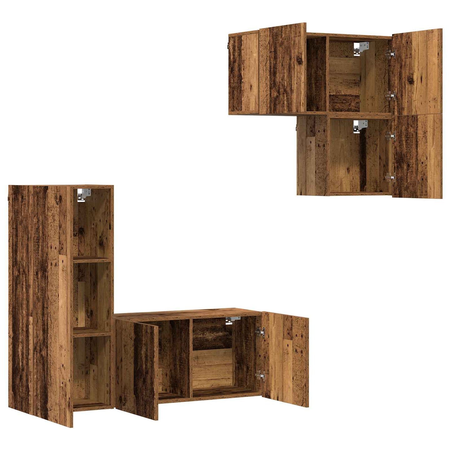 TV Cabinet 4 pcs Old Wood Engineered Wood