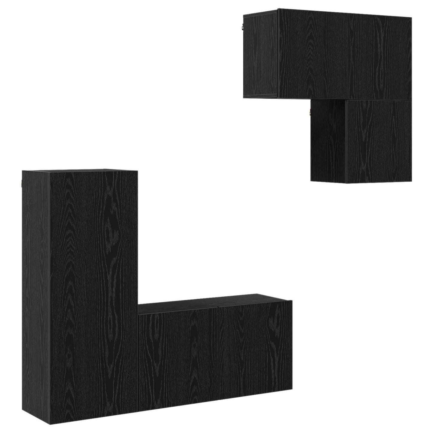 TV Cabinet Wall-mounted 4 pcs Black Oak Engineered Wood