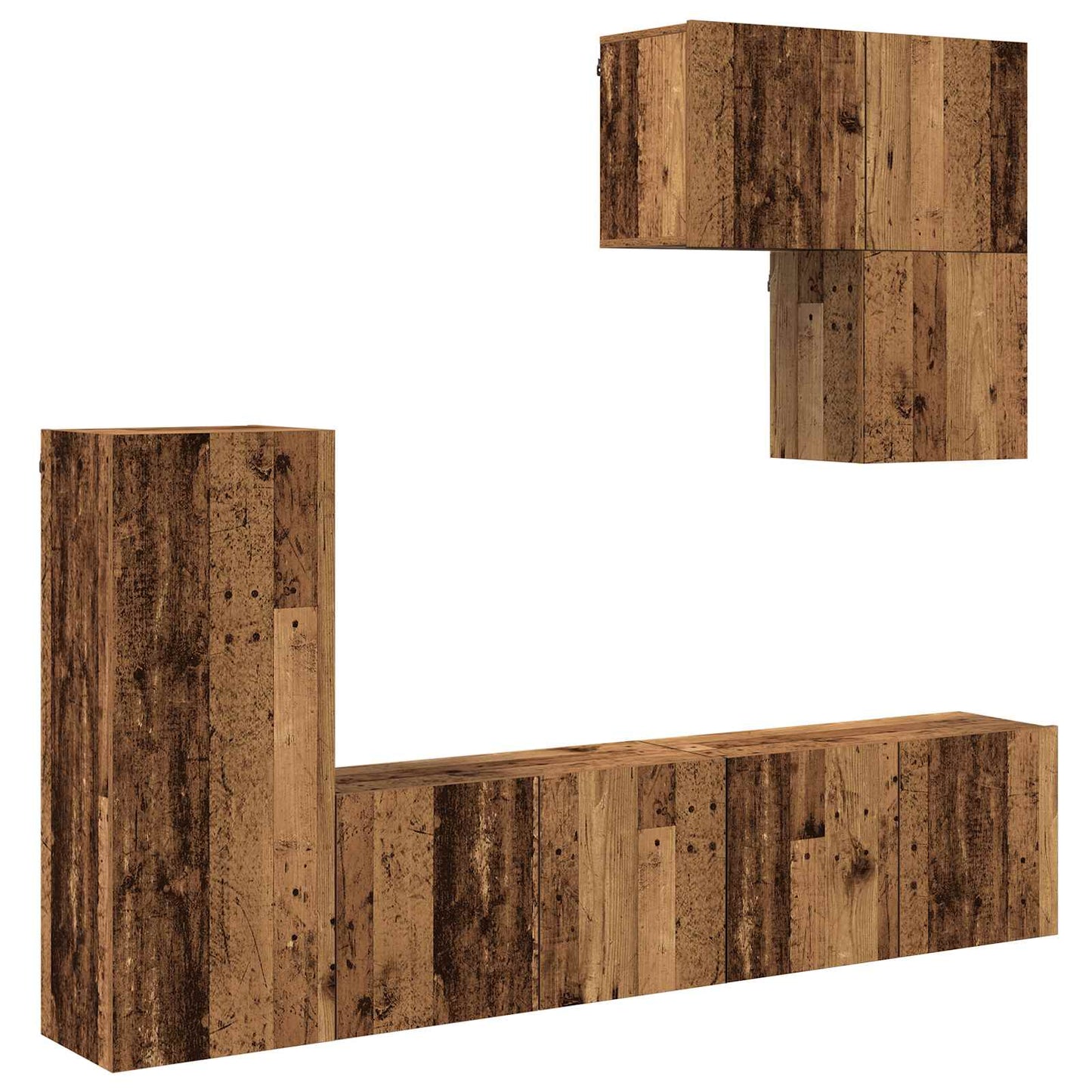 TV Wall Unit Wall-mounted 5 pcs Old Wood Engineered Wood