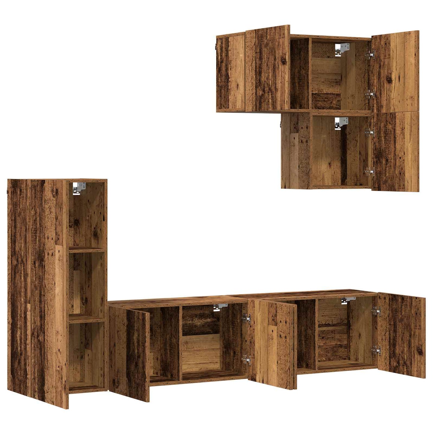 TV Wall Unit 5 pcs Old Wood Engineered Wood