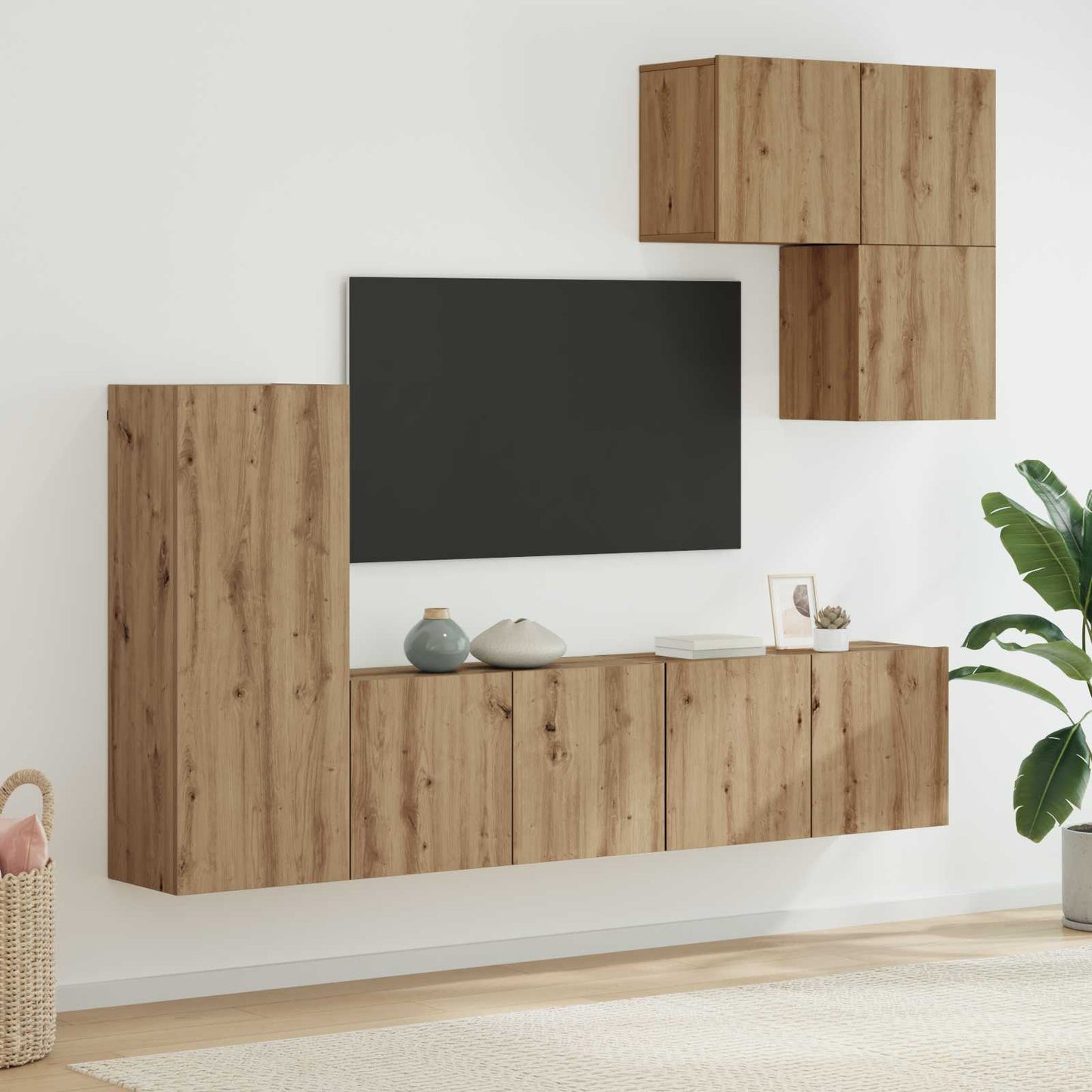TV Wall Unit 5 pcs Artisan Oak Engineered Wood