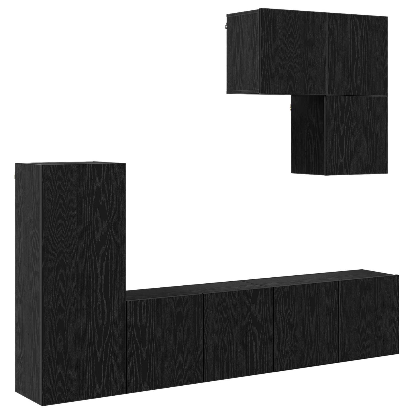 TV Wall Unit 5 pcs Black Oak Engineered Wood
