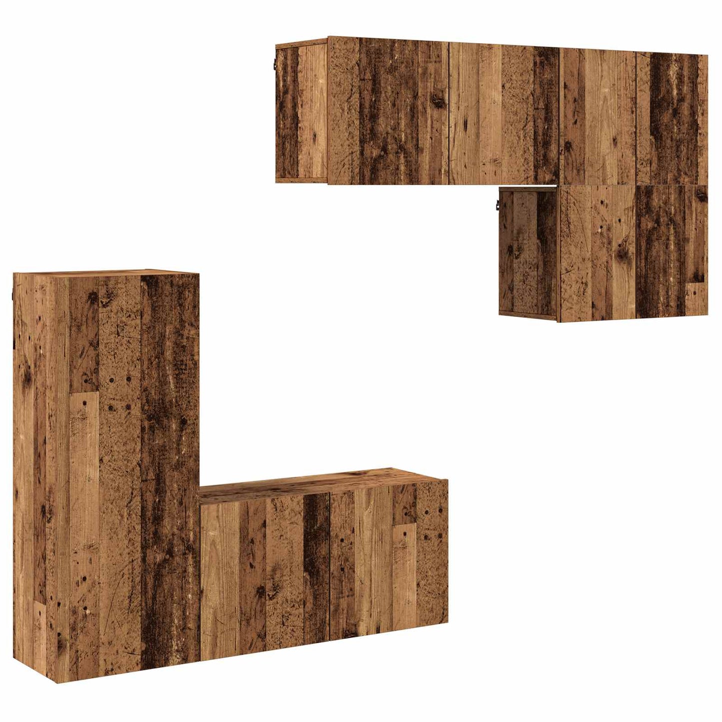 TV Wall Unit 5 pcs Old Wood Engineered Wood