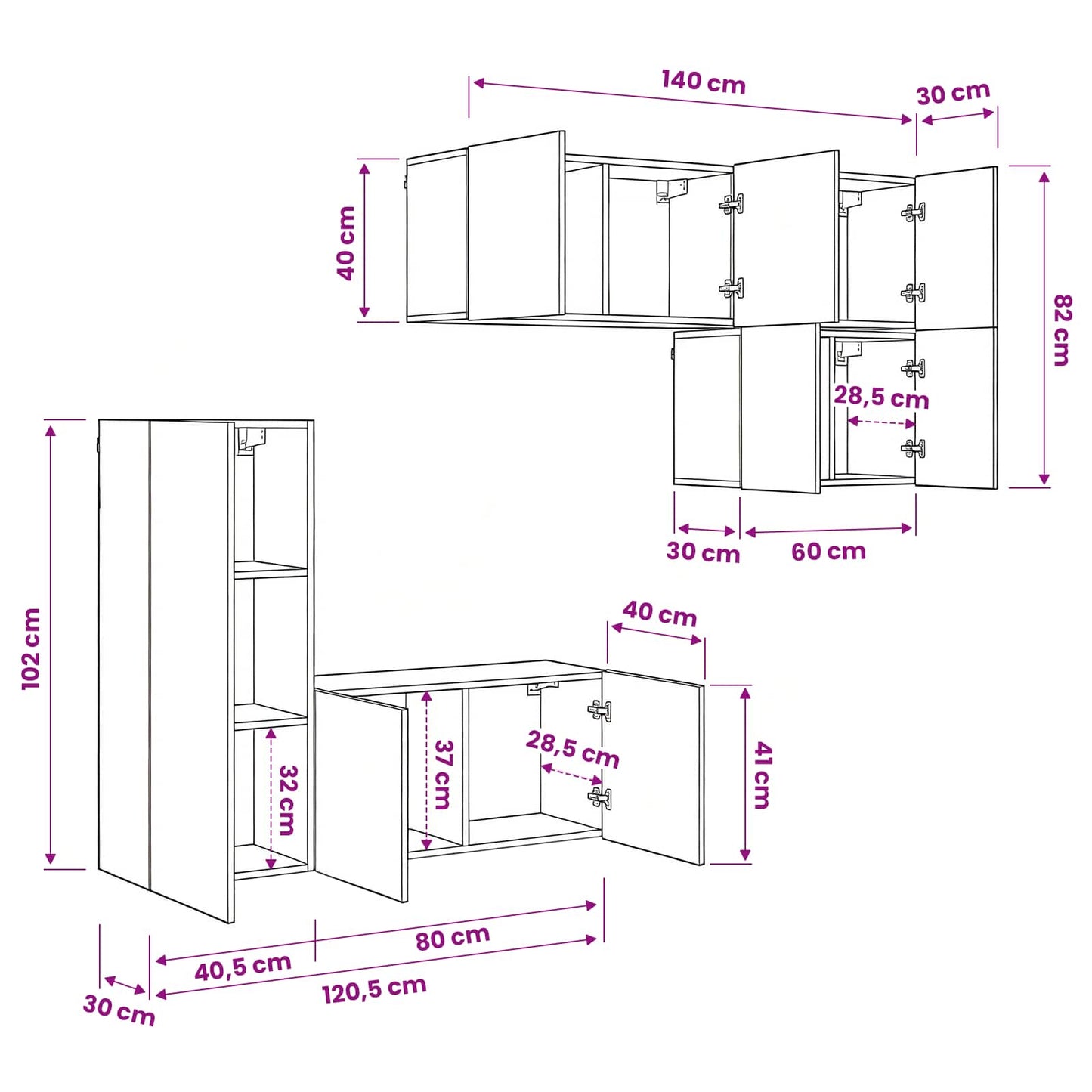TV Wall Unit Wall-mounted 5 pcs Old Wood Engineered Wood