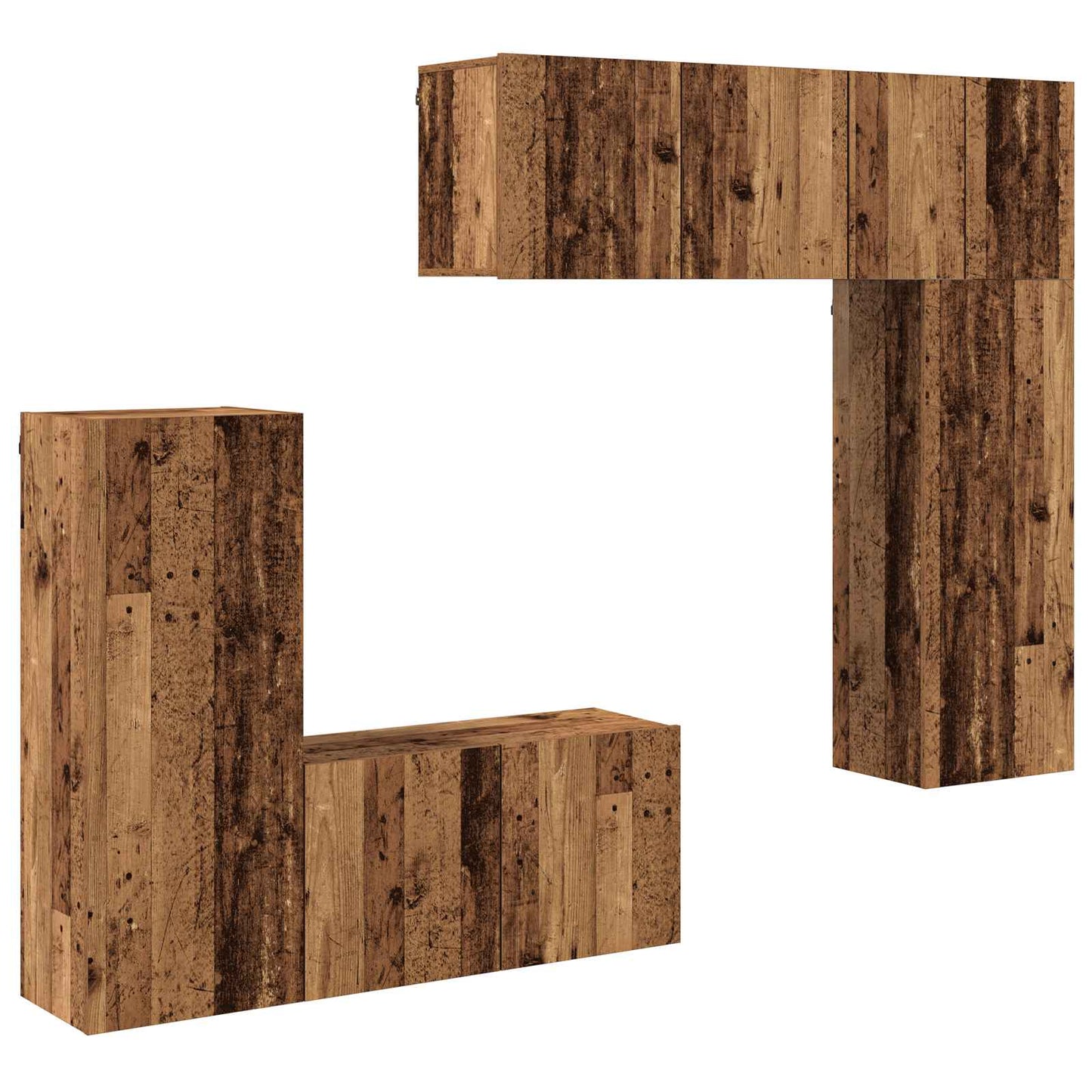 TV Wall Unit 5 pcs Old Wood Engineered Wood