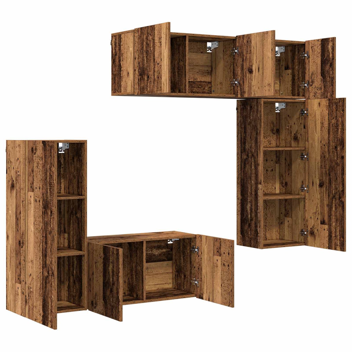 TV Wall Unit 5 pcs Old Wood Engineered Wood