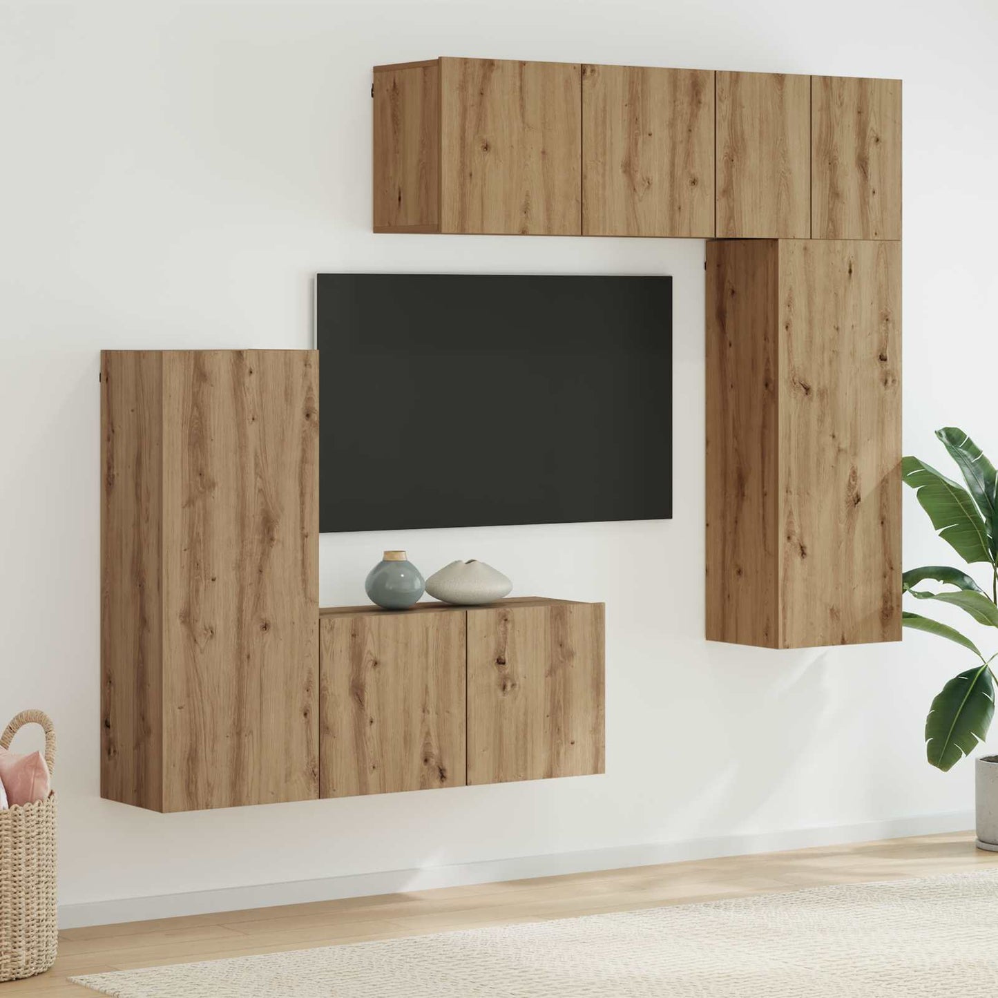 TV Wall Unit 5 pcs Artisan Oak Engineered Wood