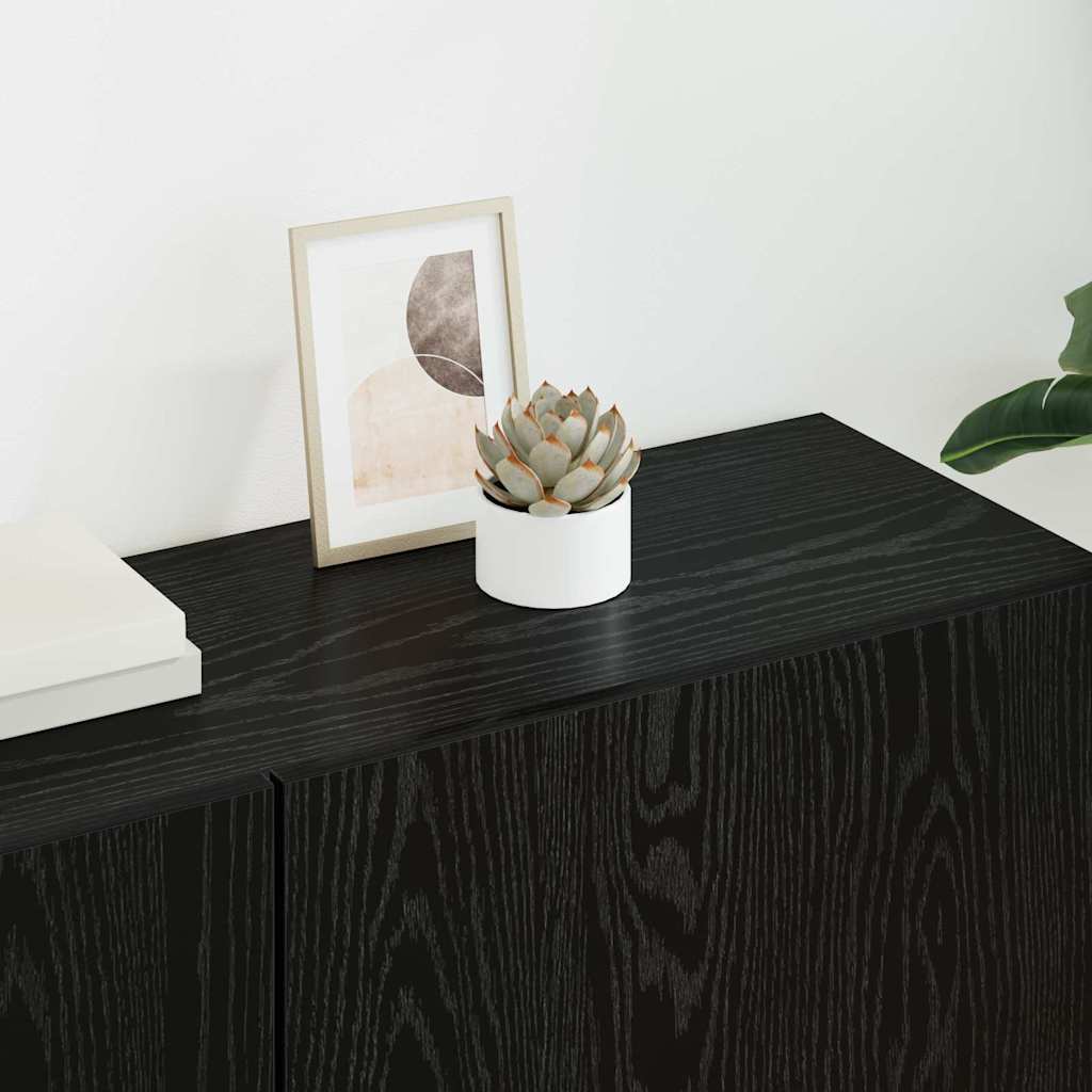 TV Wall Unit Wall-mounted 5 pcs Black oak Engineered Wood