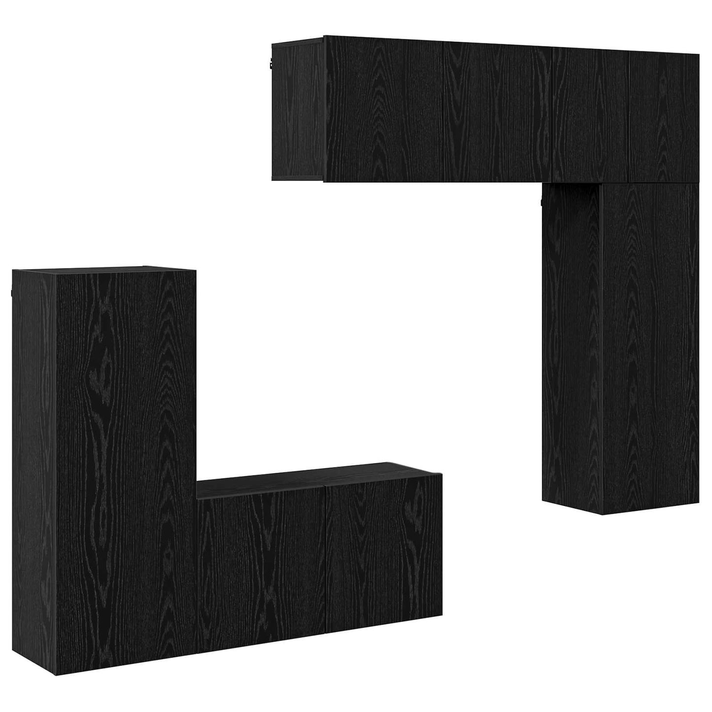 TV Wall Unit 5 pcs Black oak Engineered Wood