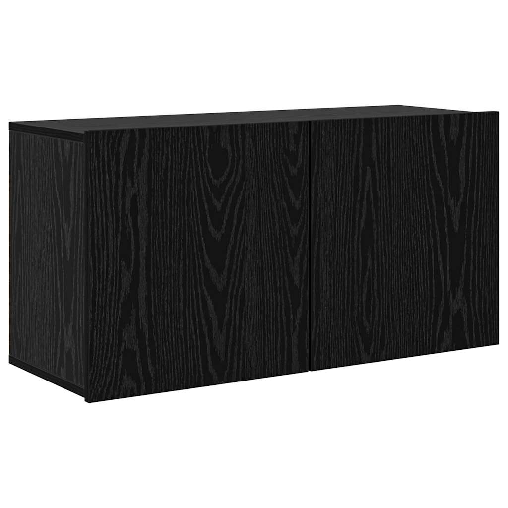 TV Wall Unit Wall-mounted 5 pcs Black oak Engineered Wood