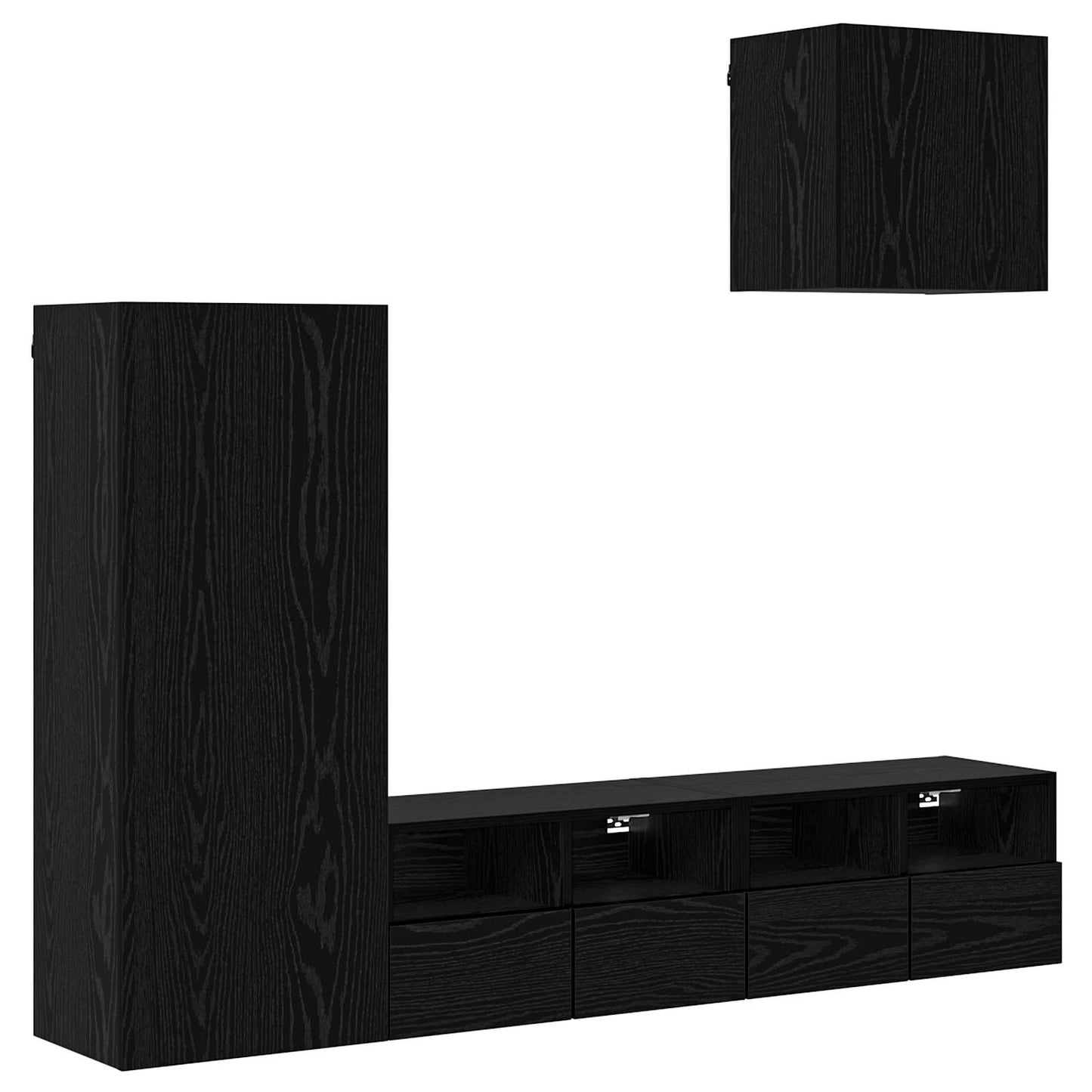 TV Wall Units 4 pcs Black Oak Engineered Wood