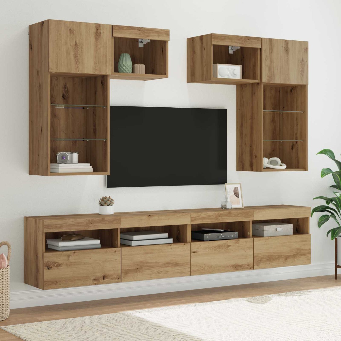 TV Wall Units Wall-mounted 6 pcs Old Wood Engineered Wood