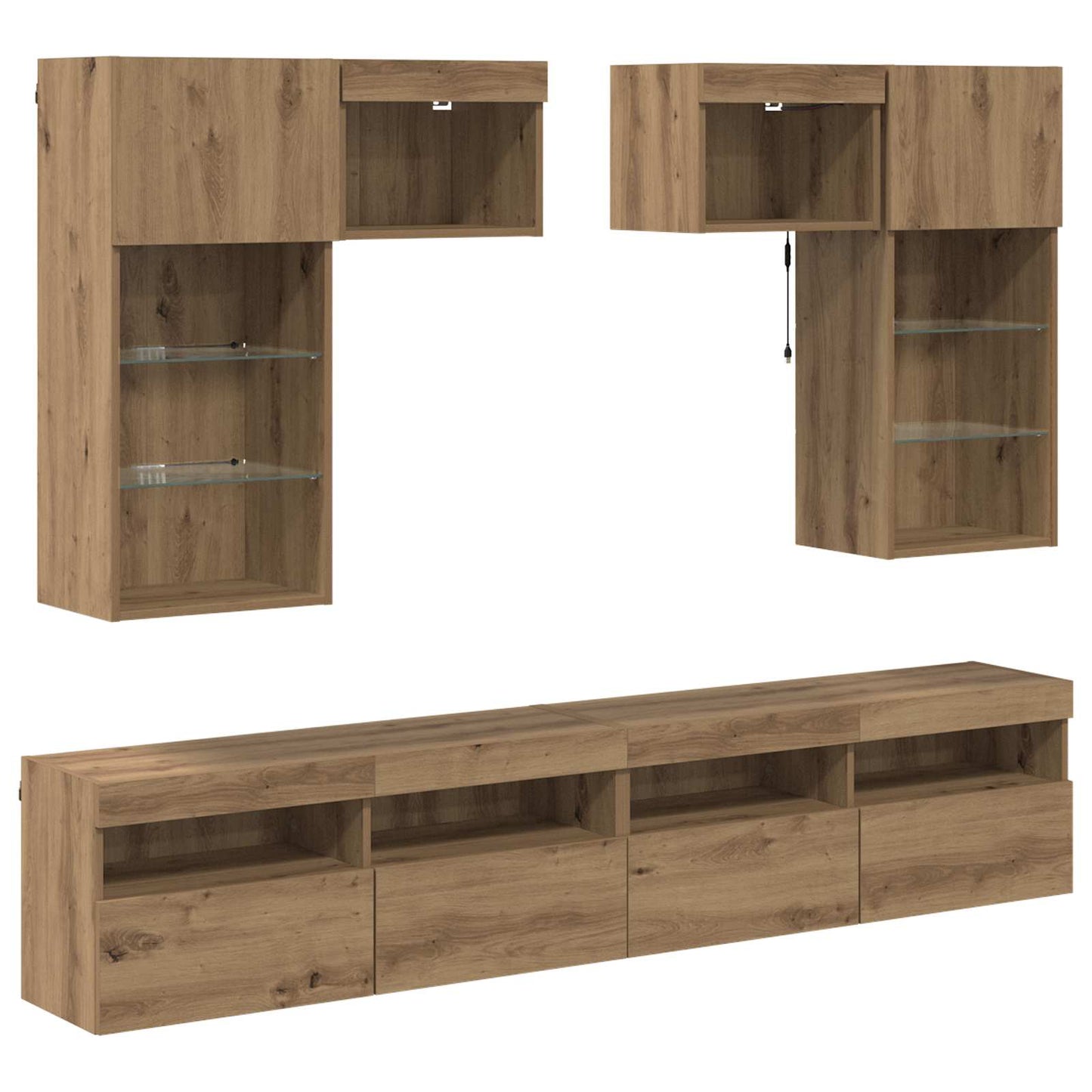 TV Wall Units Wall-mounted 6 pcs Old Wood Engineered Wood
