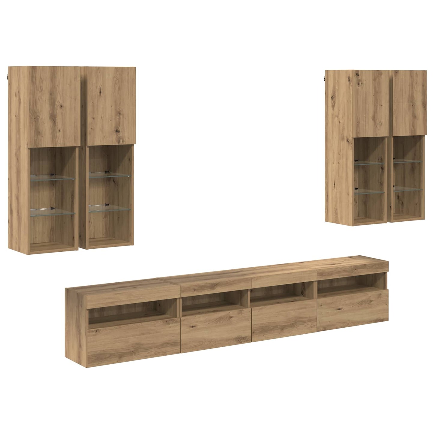 TV Wall Cabinet Set with LED Lights with LED 7 pcs Artisan oak