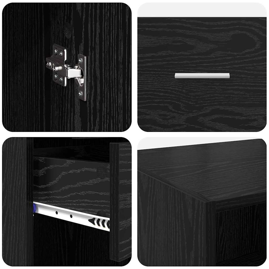 Highboard Black Oak 50 x 42.5 x 225 cm Engineered Wood