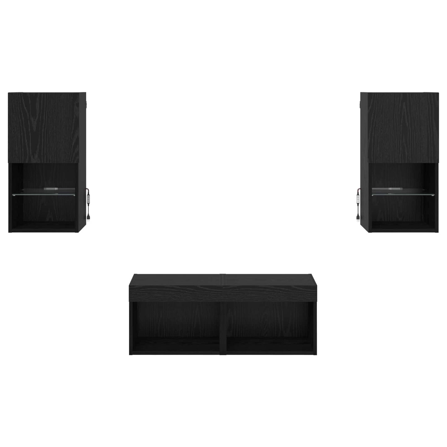 TV Wall Cabinets Wall-mounted 4 pcs Black Oak Engineered Wood