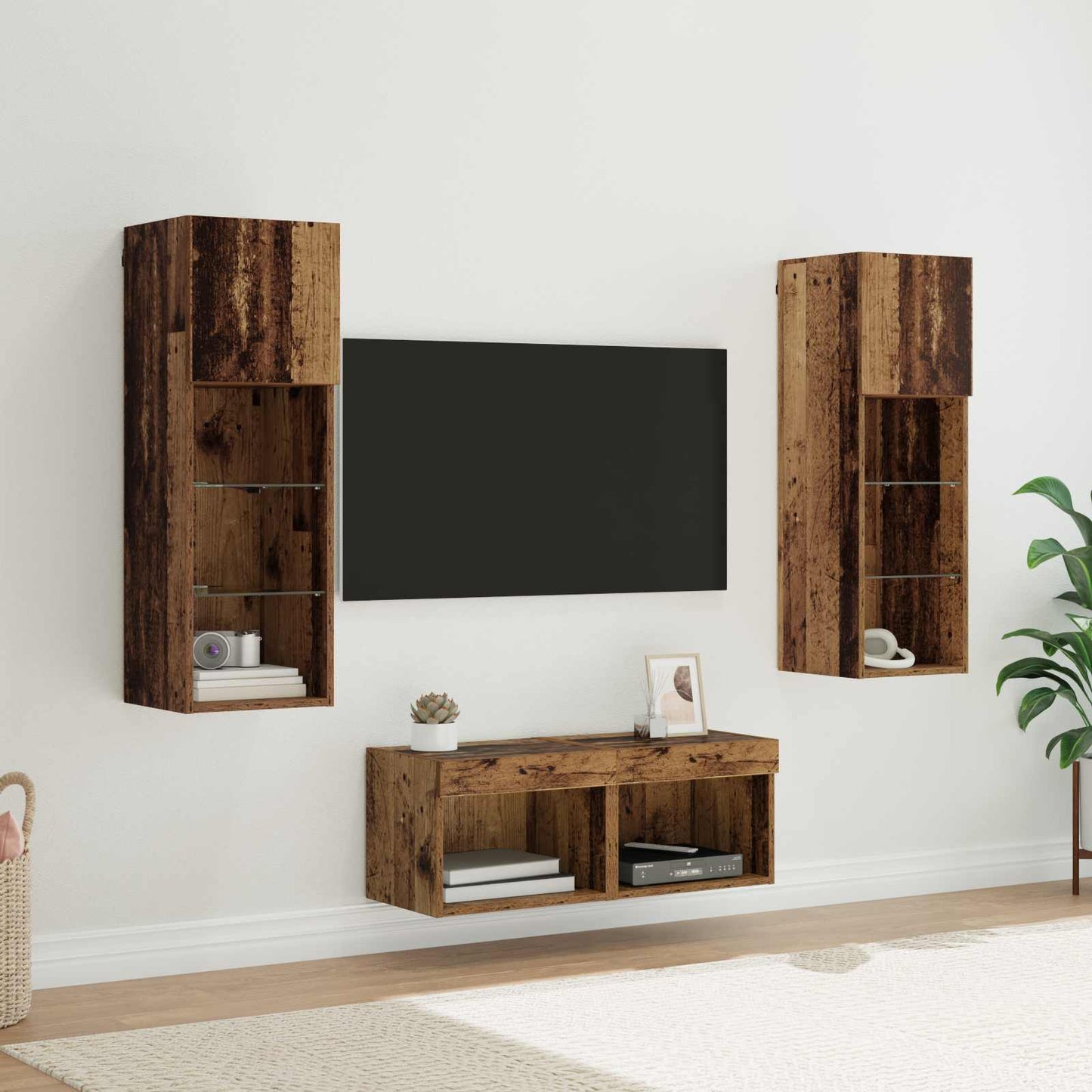 TV Wall Cabinets Wall-mounted 4 pcs Artisan Oak Engineered Wood
