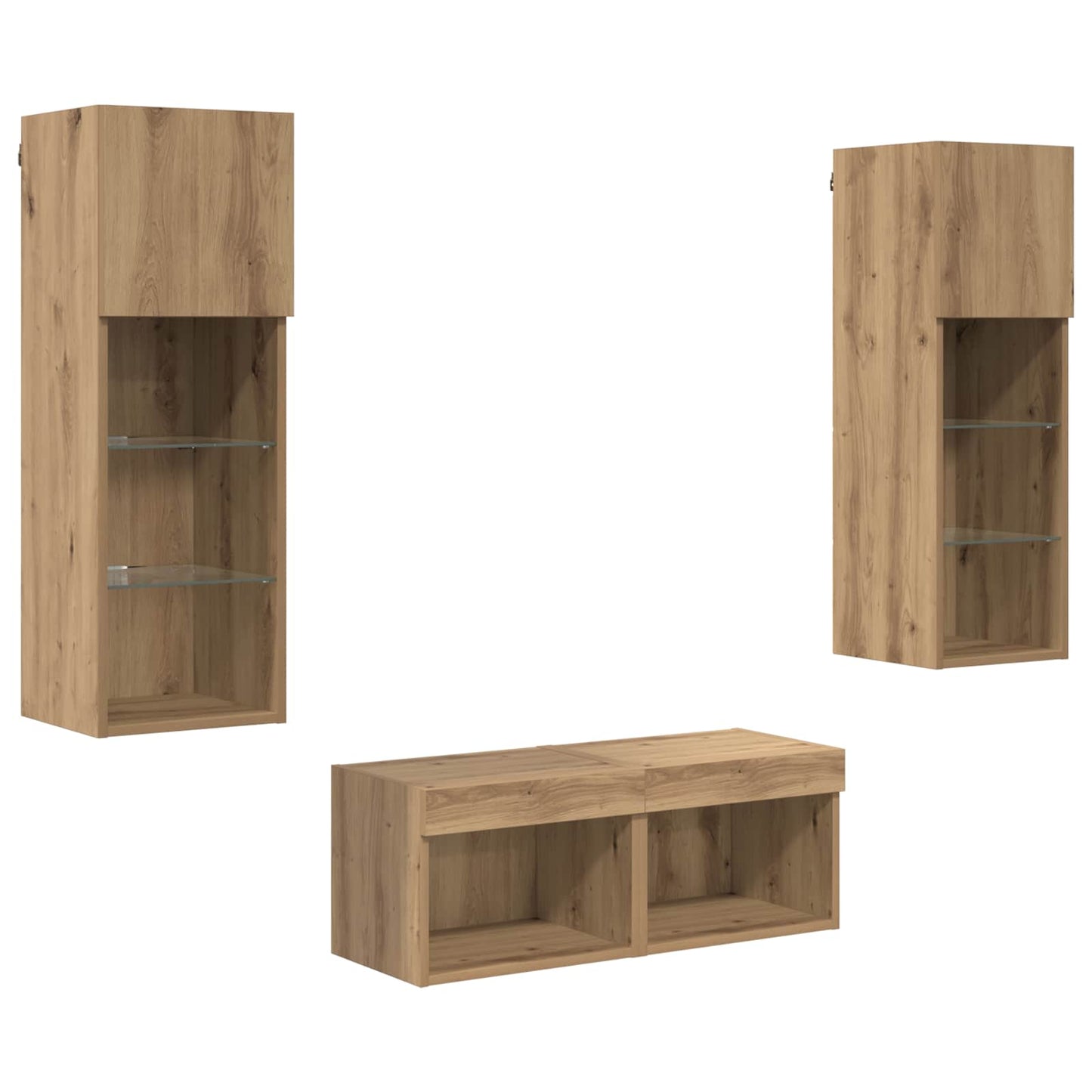 TV Wall Cabinets Wall-mounted 4 pcs Black Oak Engineered Wood