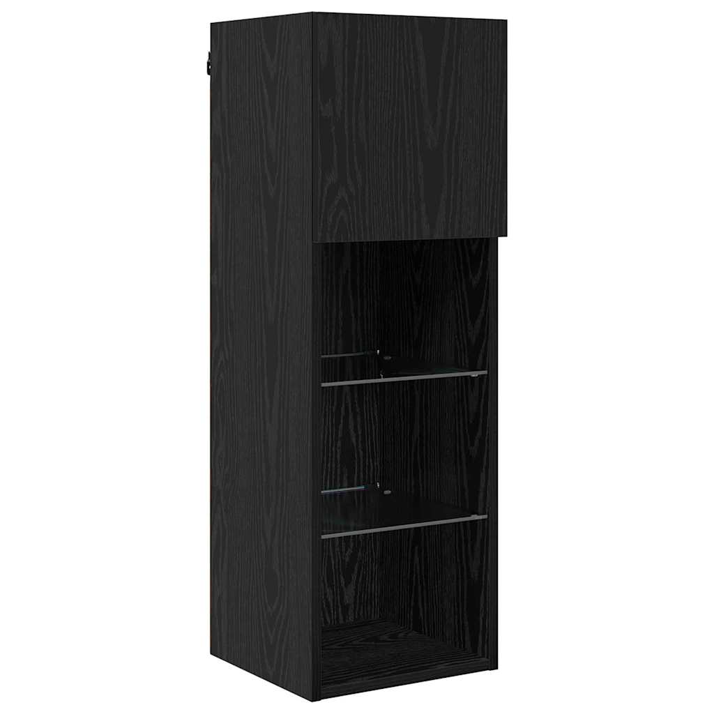 TV Wall Units Wall-mounted 5 pcs Black Oak Engineered Wood