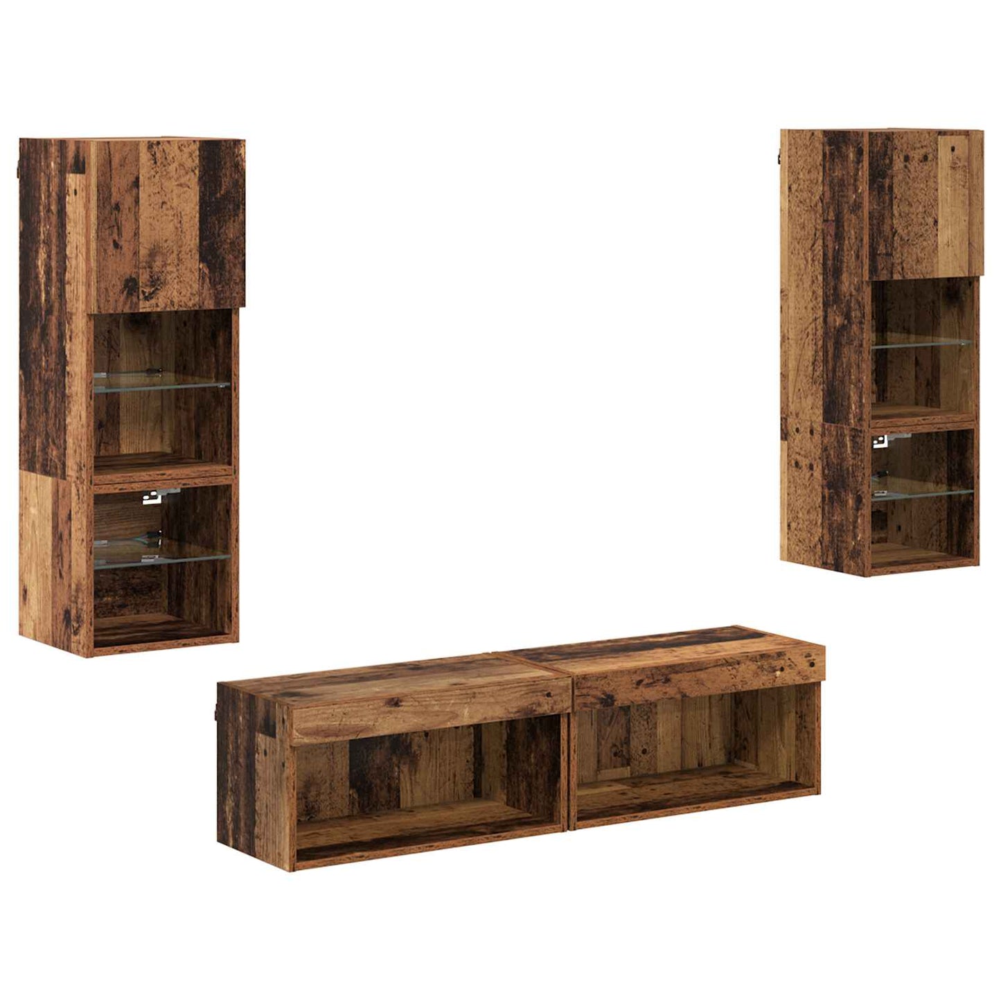 TV Wall Unit Wall-mounted 6 pcs Old Wood Engineered Wood