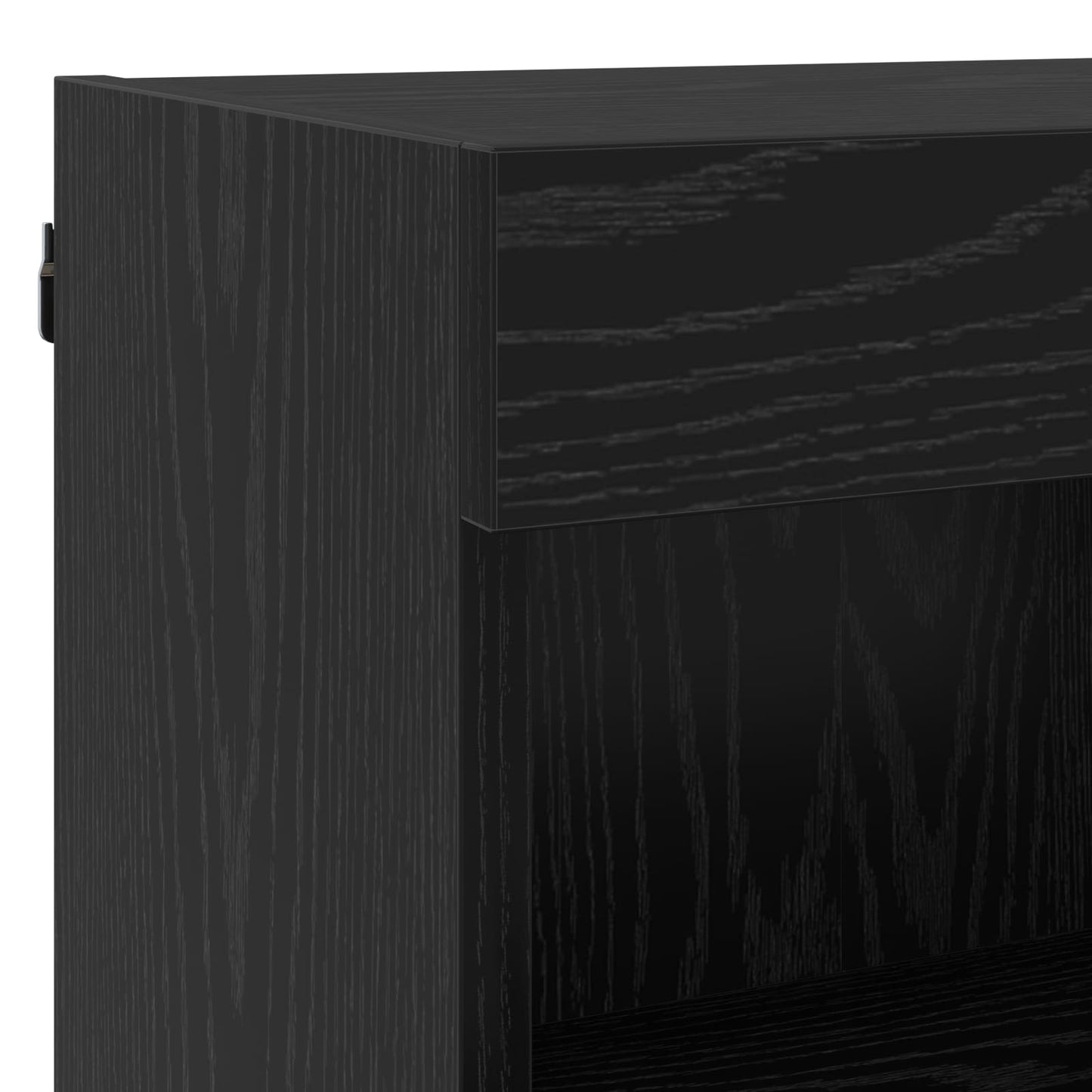 TV Cabinet with LED Strip Lights 8 pcs Black Oak Glass