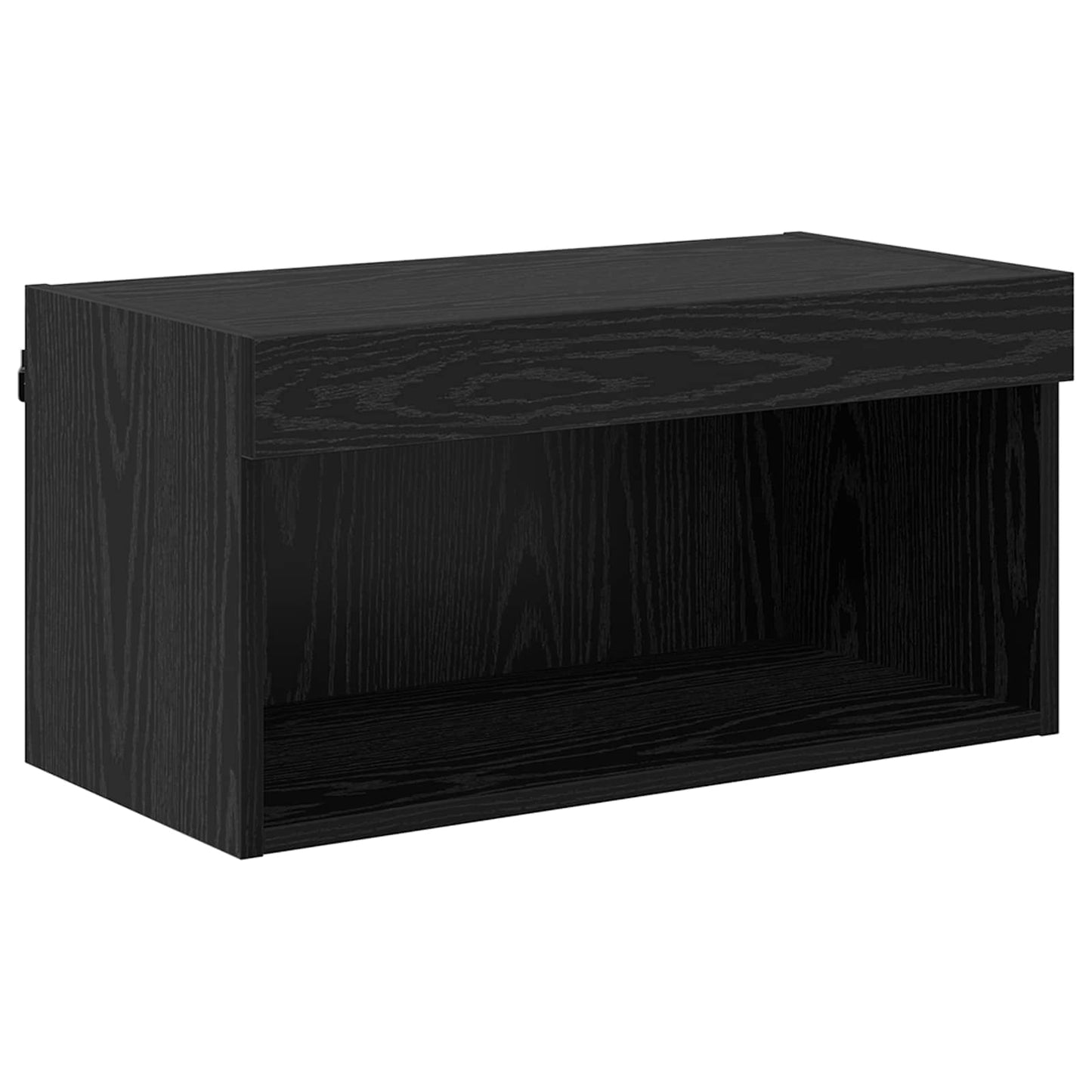 TV Cabinet with LED Strip Lights 8 pcs Black Oak Glass
