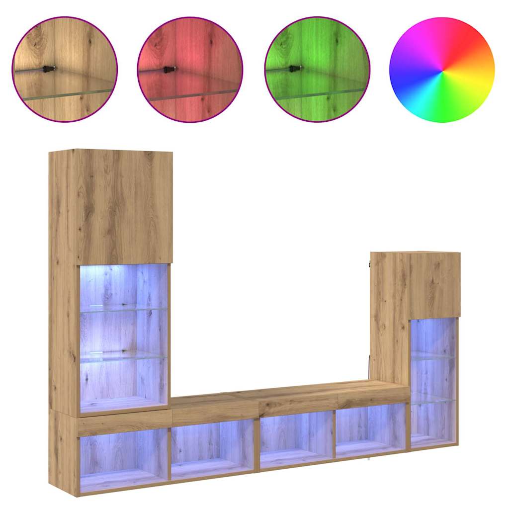 TV Wall Units Wall-mounted 4 pcs Artisan Oak Engineered Wood