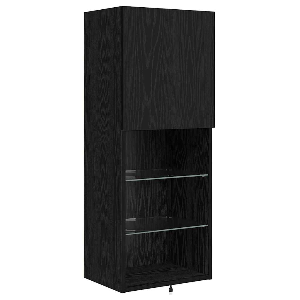 TV Wall Units Wall-mounted 4 pcs Black Oak Engineered Wood
