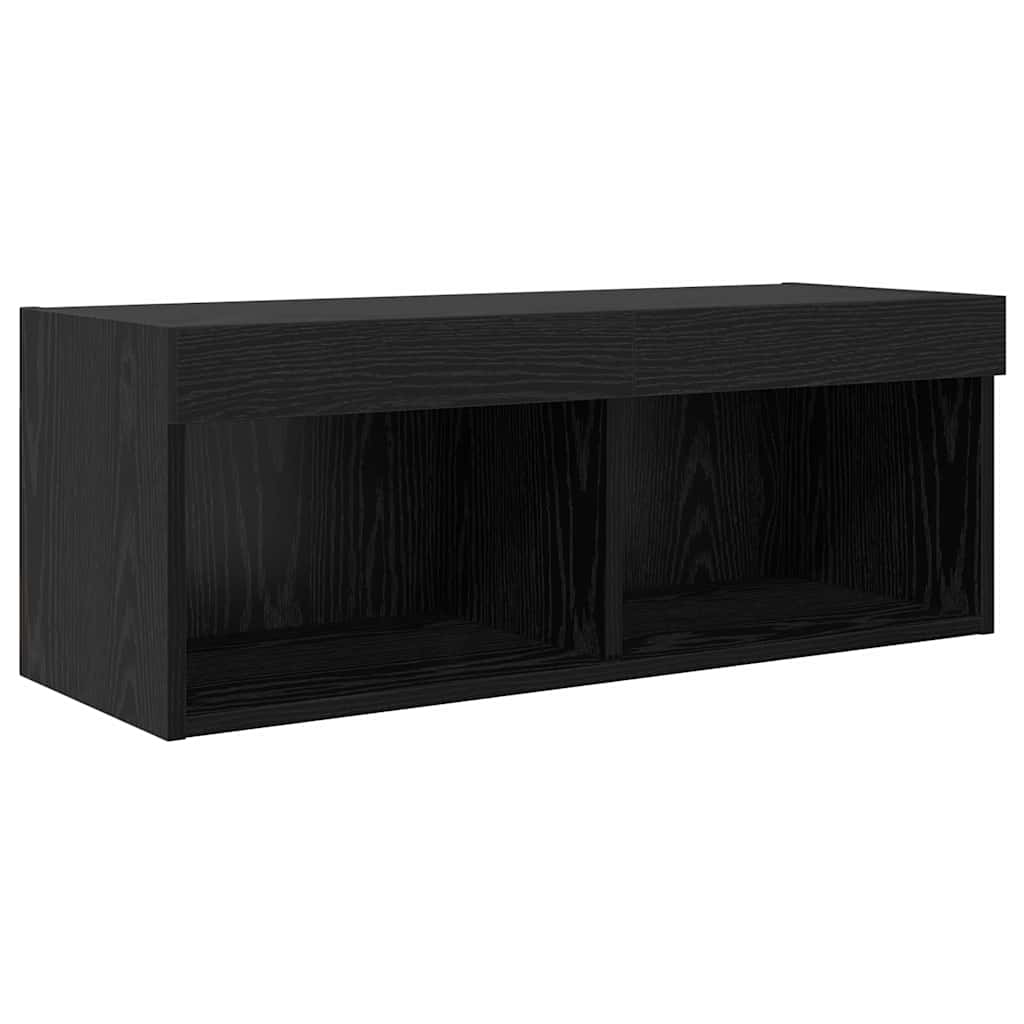 TV Wall Units Wall-mounted 4 pcs Black Oak Engineered Wood
