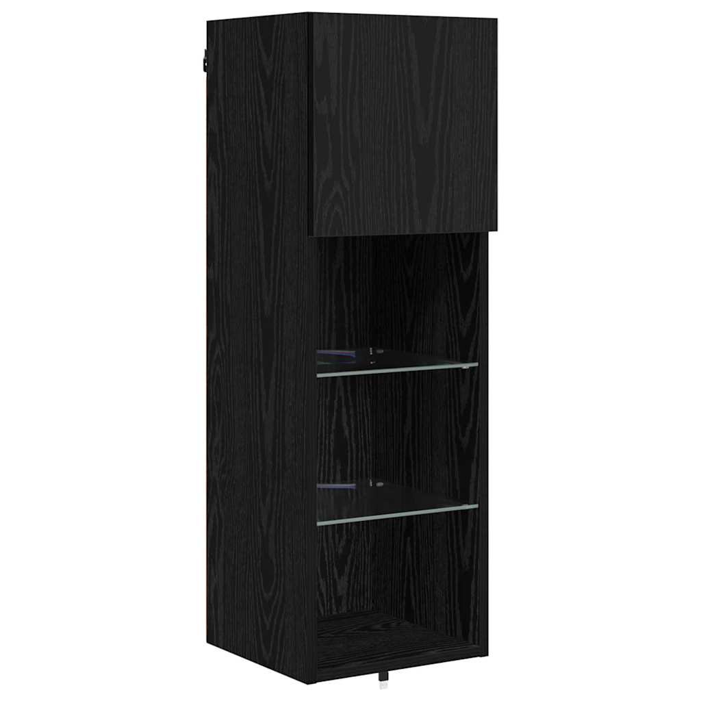 TV Wall Units Wall-mounted 4 pcs Black Oak Engineered Wood