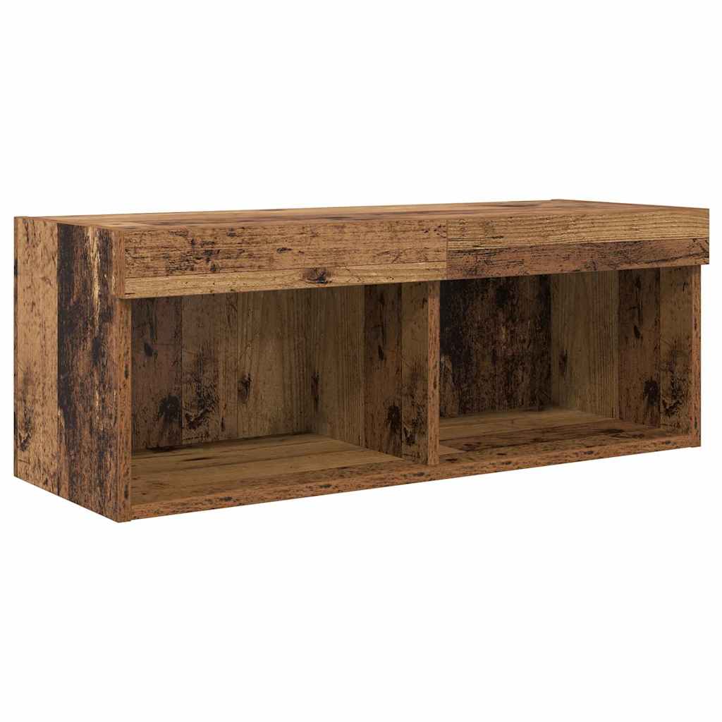 TV Wall Units with LED Strip Lights Old Wood Engineered Wood