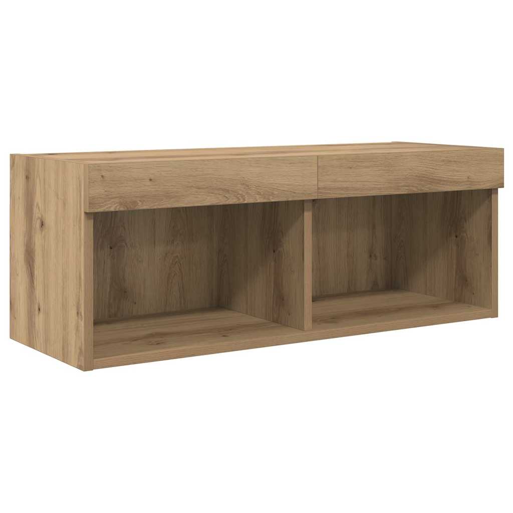 TV Wall Units with LED Strip Lights Artisan Oak Engineered Wood