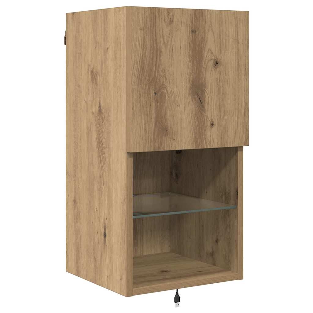 TV Wall Units with LED Strip Lights Artisan Oak Engineered Wood