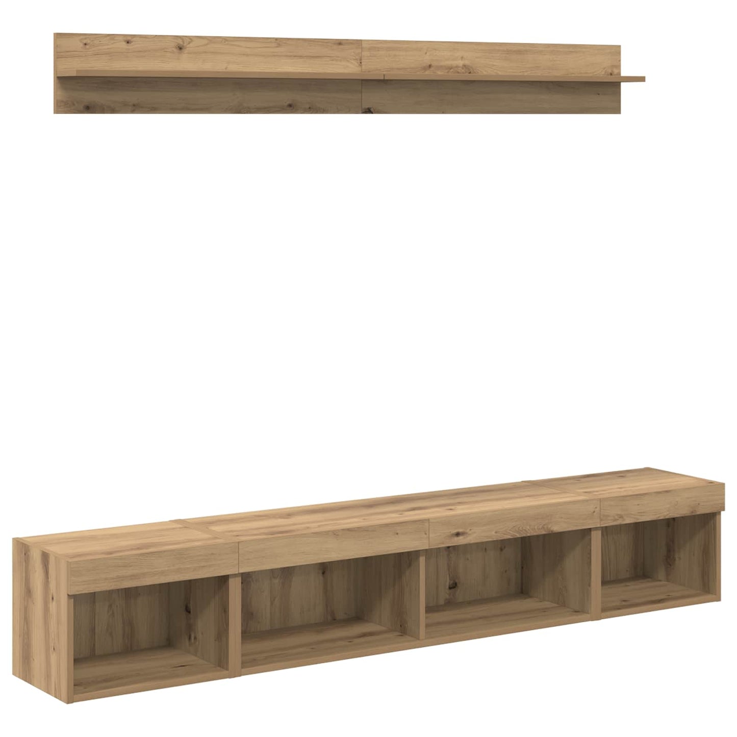 TV Wall Cabinet Set with LED 5 pcs Artisan Oak Engineered Wood
