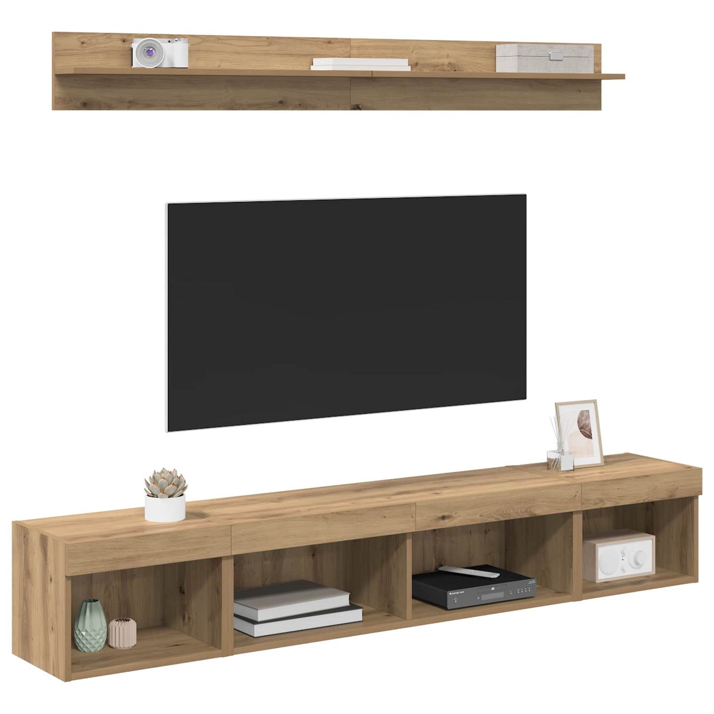 TV Wall Cabinet Set with LED 5 pcs Artisan Oak Engineered Wood