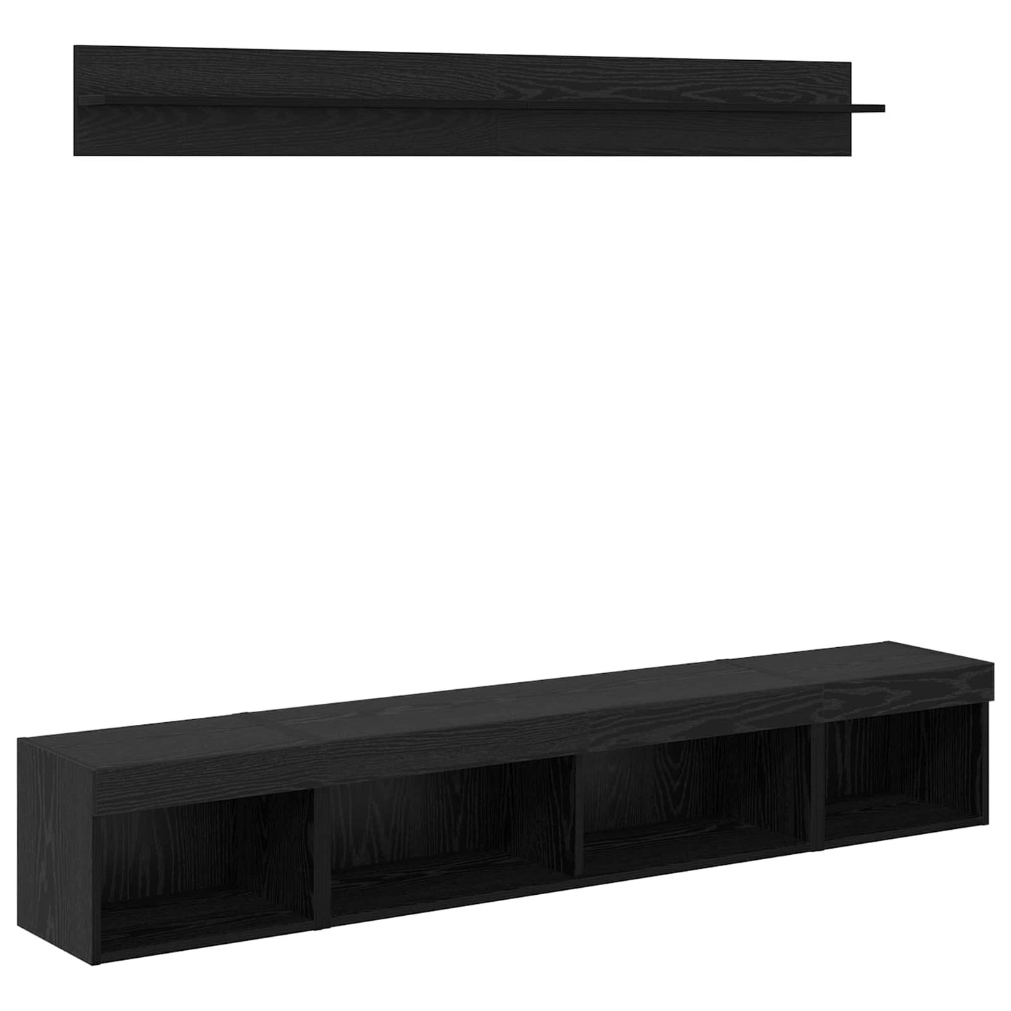 TV Wall Cabinet Set with LED 5 pcs Black Oak Engineered Wood