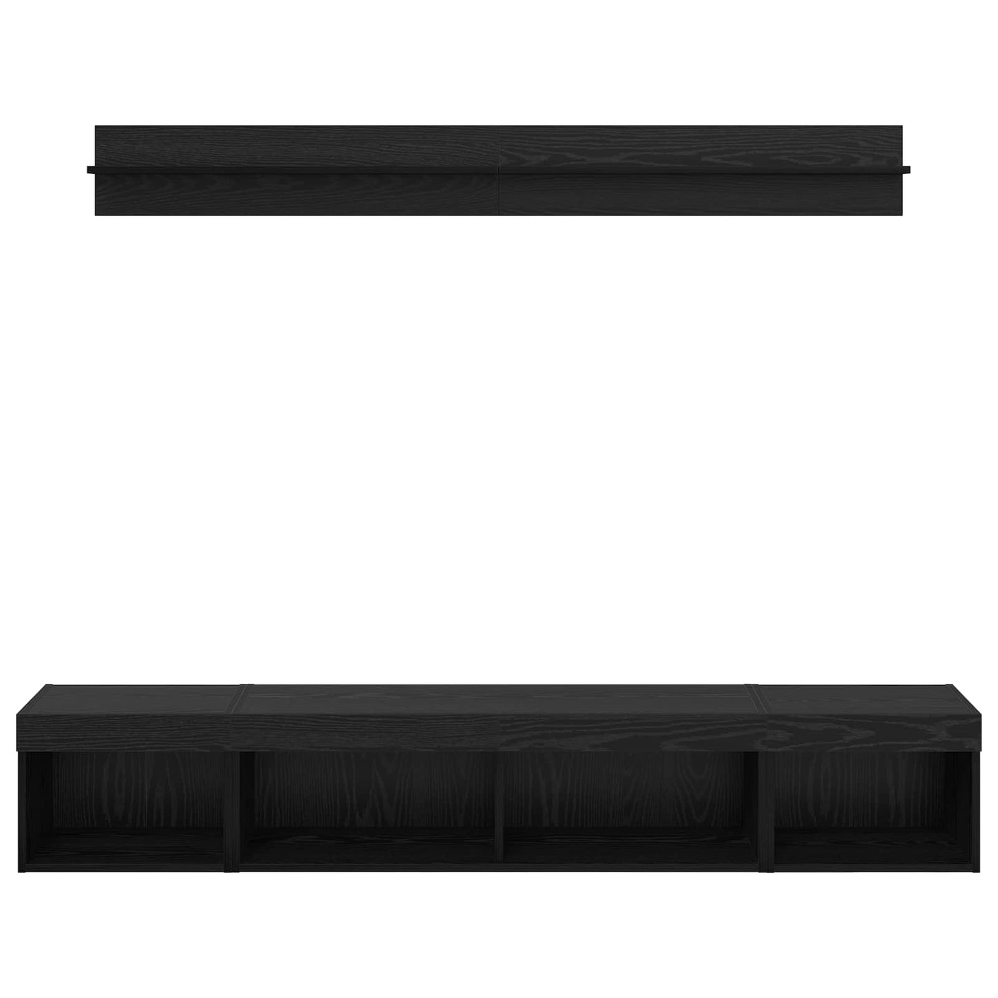 TV Wall Cabinet Set with LED 5 pcs Black Oak Engineered Wood
