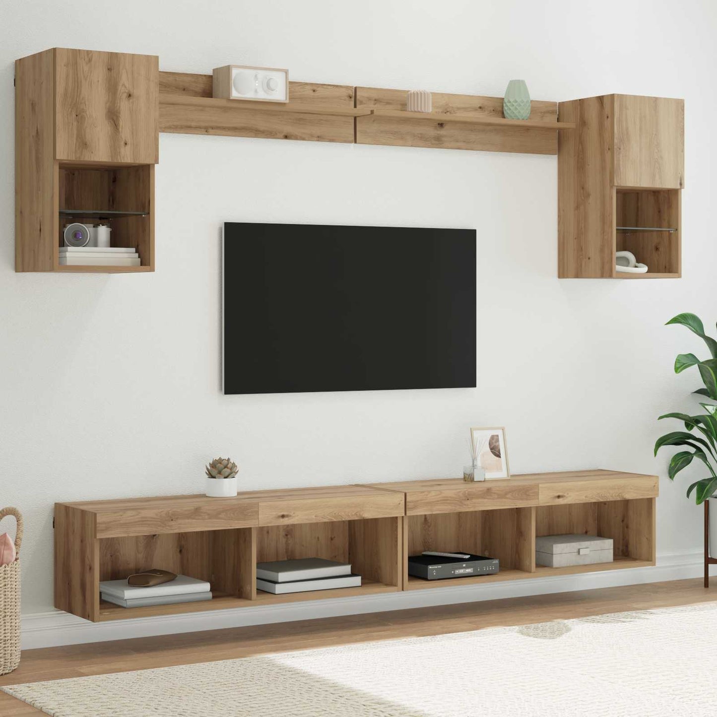 TV Wall Units with LED 6 pcs Artisan Oak Engineered Wood