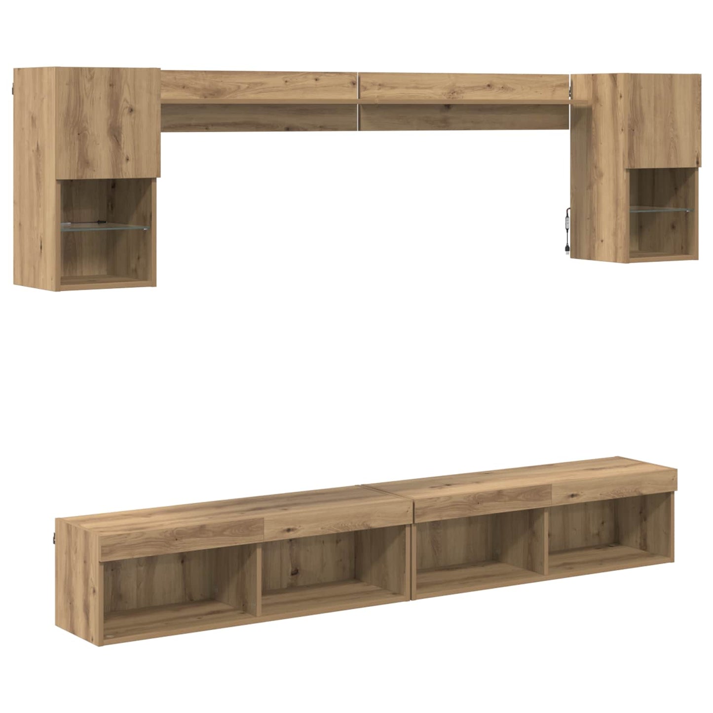 TV Wall Units with LED 6 pcs Artisan Oak Engineered Wood