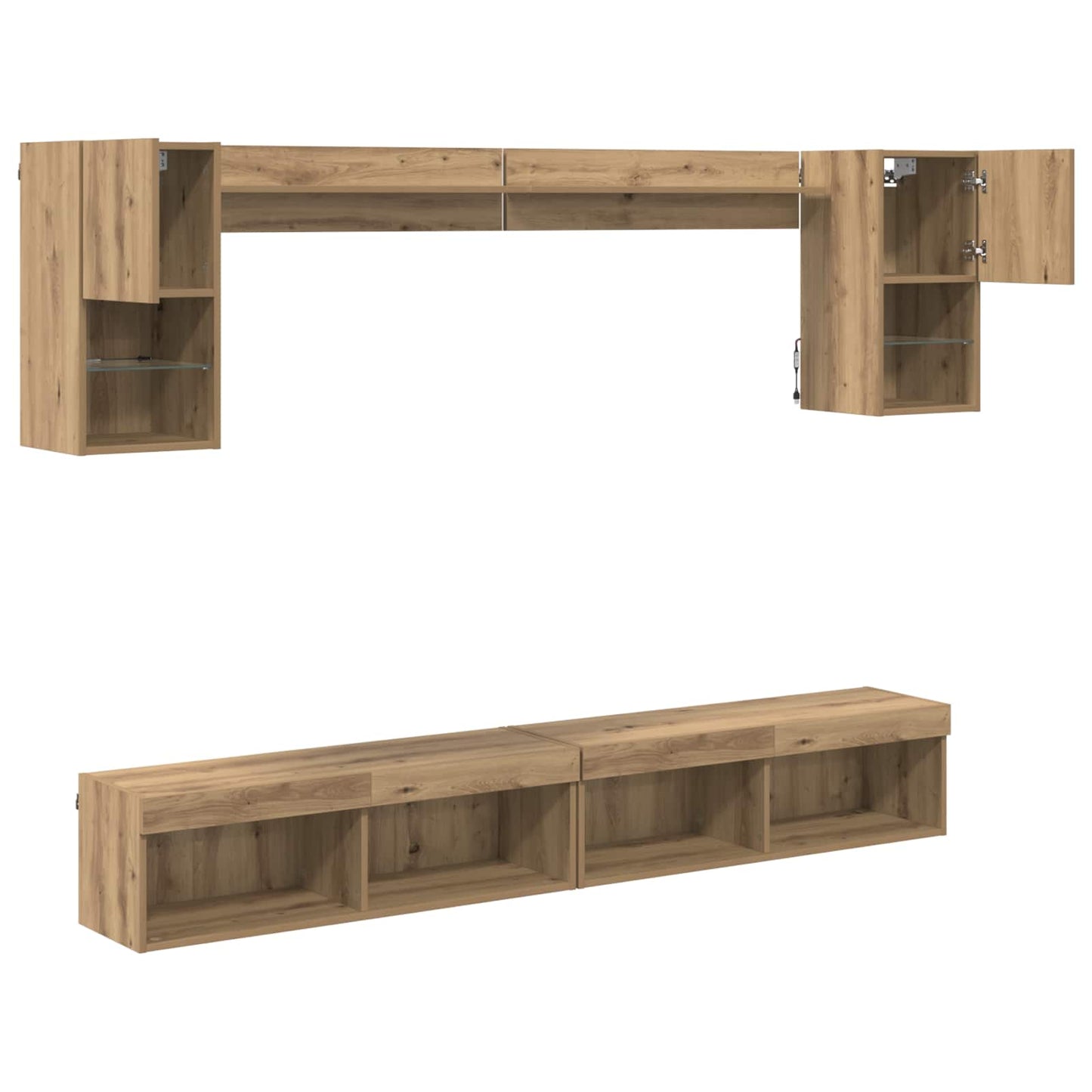 TV Wall Units with LED 6 pcs Artisan Oak Engineered Wood