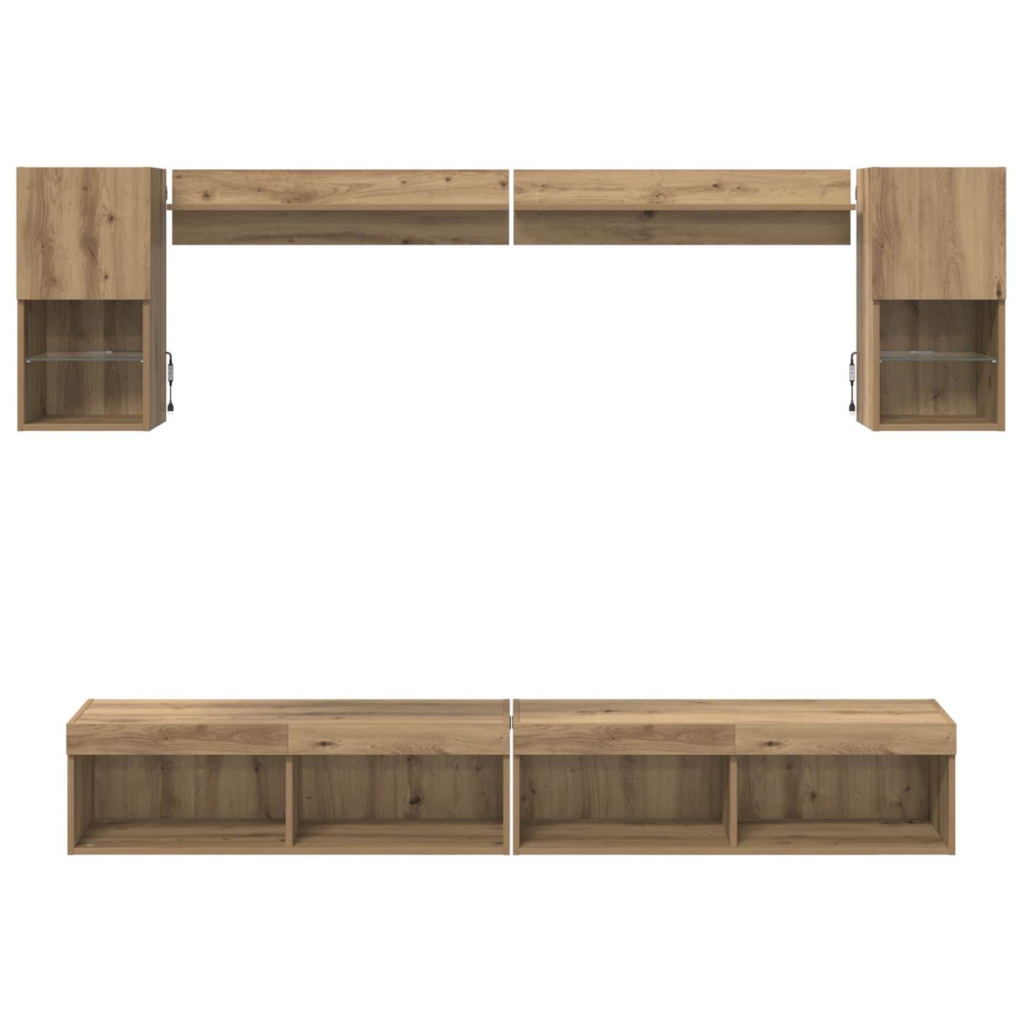 TV Wall Units with LED 6 pcs Artisan Oak Engineered Wood