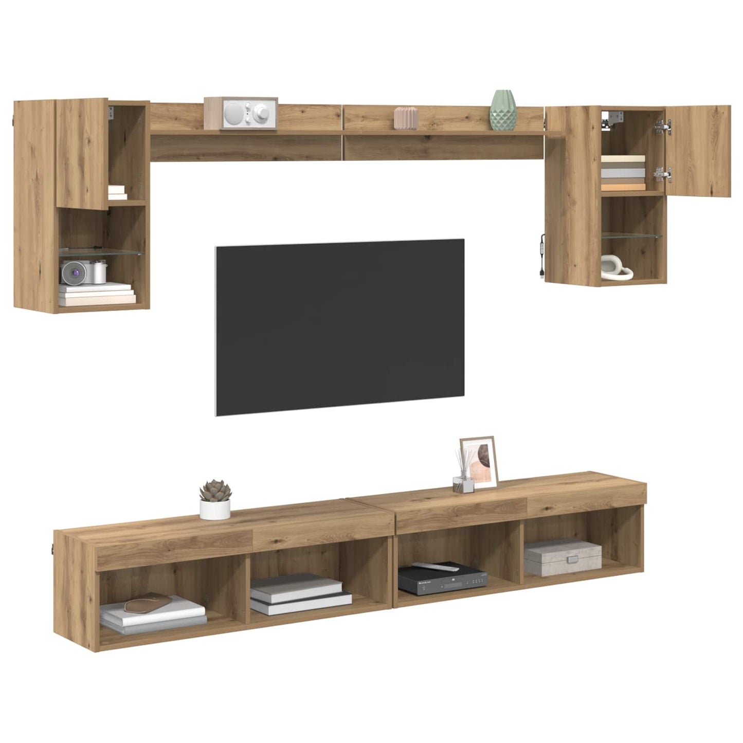 TV Wall Units with LED 6 pcs Artisan Oak Engineered Wood