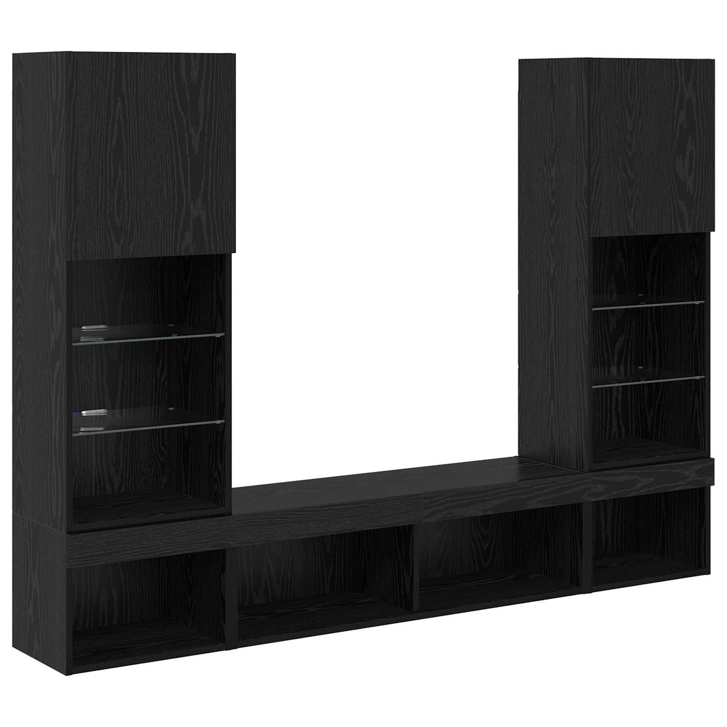TV Wall Units with LED 5 pcs 40.5 x 30 x 102 cm Black Oak