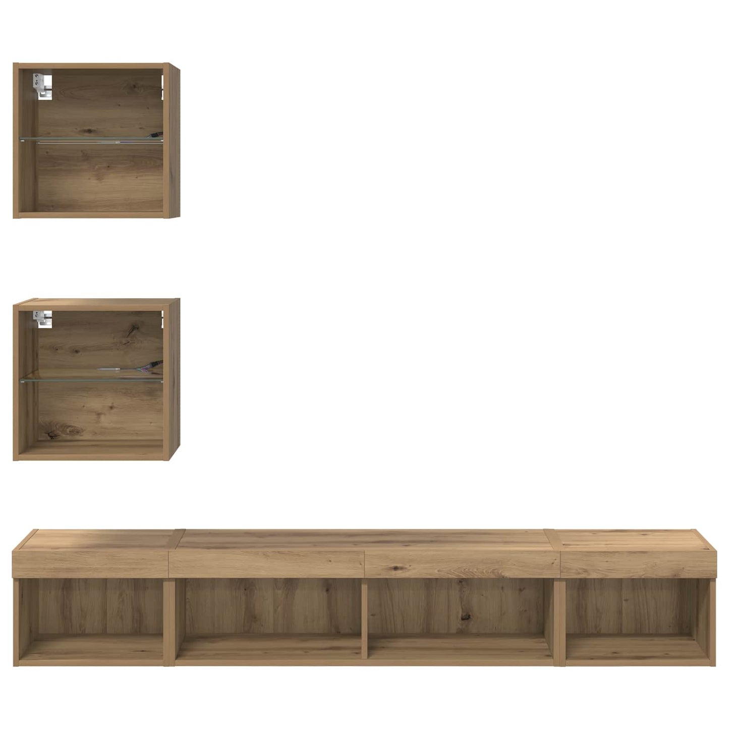 TV Wall Units with LED 5 pcs Artisan Oak Engineered Wood